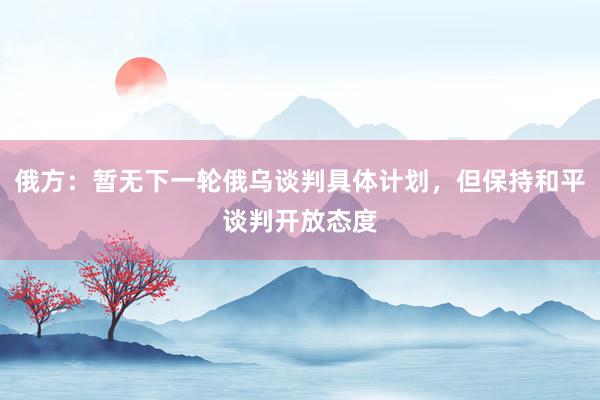 俄方：暂无下一轮俄乌谈判具体计划，但保持和平谈判开放态度