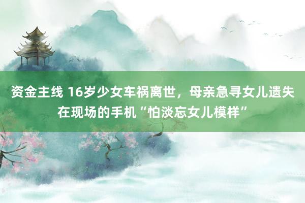 资金主线 16岁少女车祸离世，母亲急寻女儿遗失在现场的手机“怕淡忘女儿模样”
