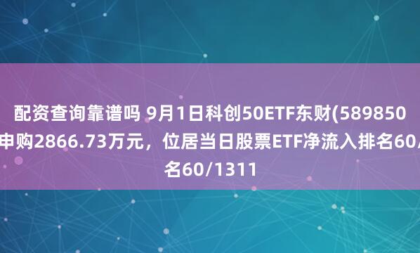 配资查询靠谱吗 9月1日科创50ETF东财(589850)获净申购2866.73万元，位居当日股票ETF净流入排名60/1311