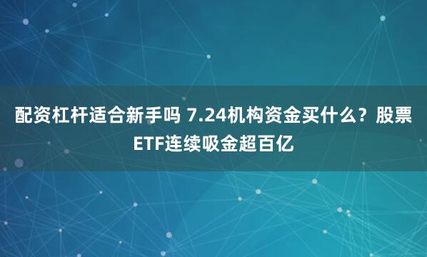 配资杠杆适合新手吗 7.24机构资金买什么？股票ETF连续吸金超百亿