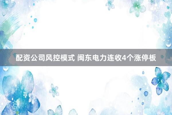 配资公司风控模式 闽东电力连收4个涨停板