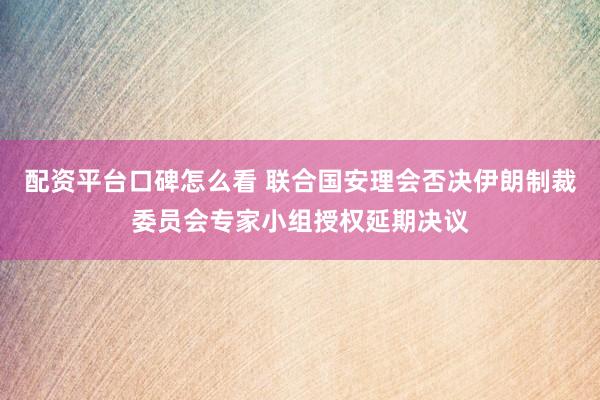 配资平台口碑怎么看 联合国安理会否决伊朗制裁委员会专家小组授权延期决议
