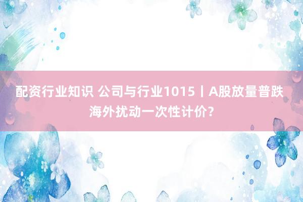 配资行业知识 公司与行业1015丨A股放量普跌 海外扰动一次性计价？